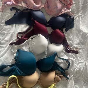 Mixed Color Padded Bras - Teal, White, Burgundy, Navy, Beige